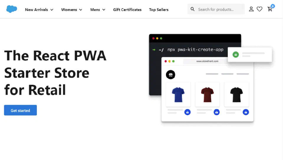 Composable Storefront homepage after the starter app launches.