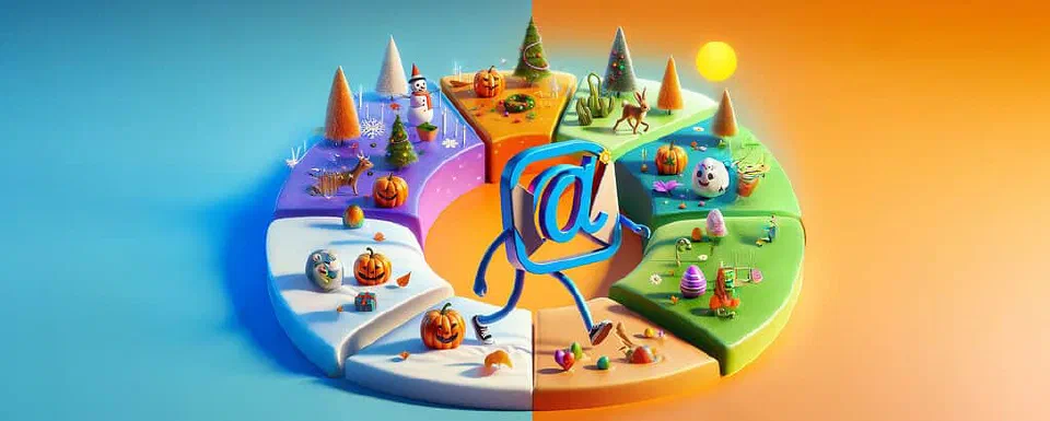 Illustration of seasonal variations in transactional email design.