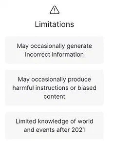 ChatGPT home page warning that answers may be inaccurate or harmful.