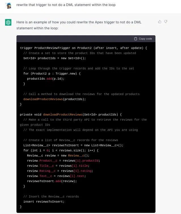 Revised Apex trigger attempt after asking ChatGPT to improve the code.