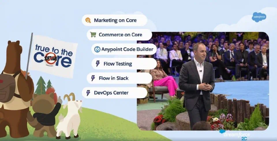 Dreamforce keynote slide hinting at Commerce on Core.