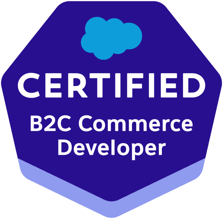 The Certified B2C Commerce Developer badge.