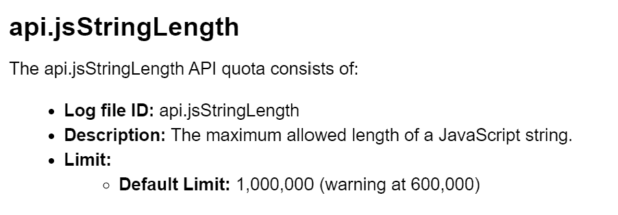 A screenshot of the quota limit surround string length in Salesforce Commerce CLoud.