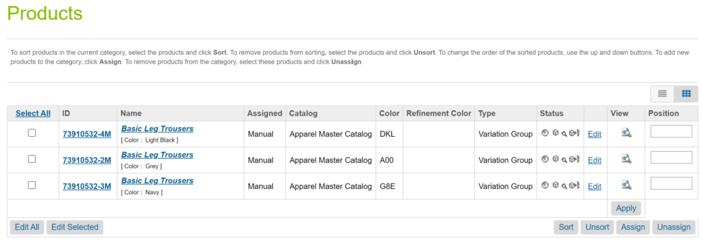 configuration variation groups