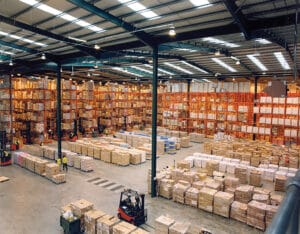 A picture showing a full warehouse.