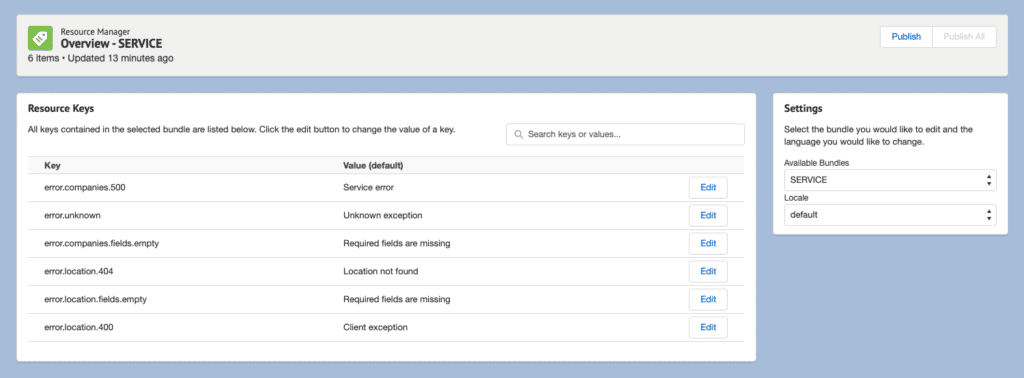 A screenshot of the Resource Manager in the business manager.