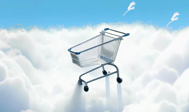 shopping cart in the clouds