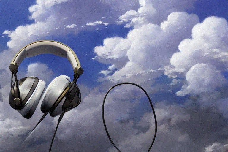 headphones in the clouds