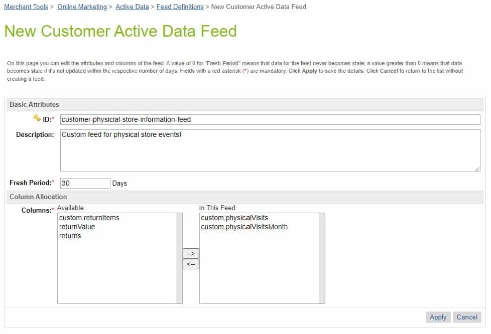 new customer active data feed