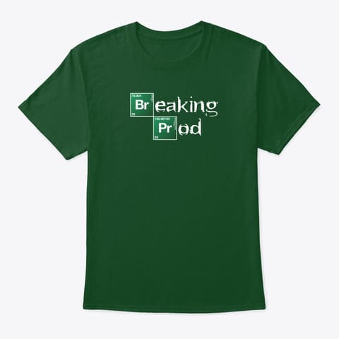 A green t-shirt with the text 
