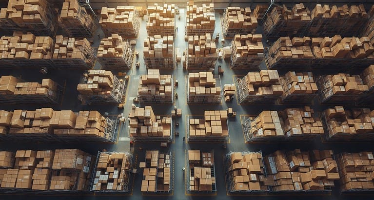 Boxes grouped in a warehouse representing chunking