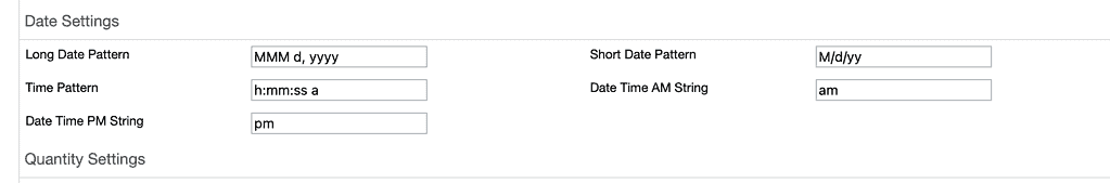 A look at the Salesforce B2C Commerce Cloud 24.2 release 10 A screenshot of the date settings in a locale before the 24.2 release.