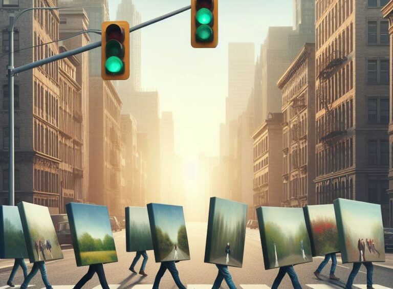 Archive 40 a group of paintings walking on a road
