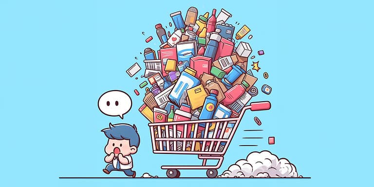 a shopping cart overfilled with products