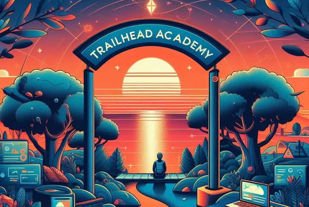 A person sitting in front of a lake looking at a sunset at "Trailhead Academy"