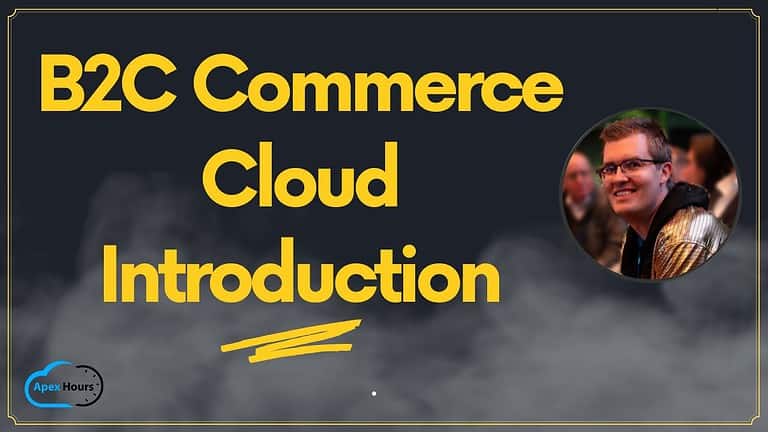 Archive 30 The image features the title of this YouTube episode, "B2C Commerce Cloud Introduction," displayed in yellow letters. To the right, there's a photo of Thomas Theunen, who is wearing a golden hoodie.
