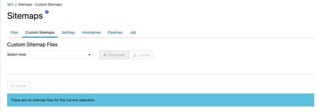 The Custom tab in the Sitemap settings in the Business Manager