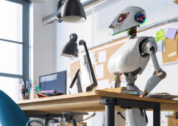 Robot at a desk